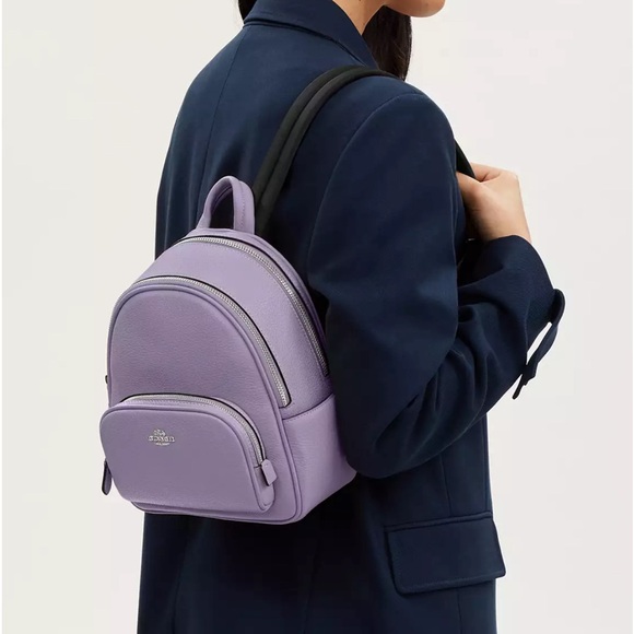 NWT COACH Mini Court Purple Backpack CR264 in Refined Pebble Leather MSRP$398 - Picture 2 of 6